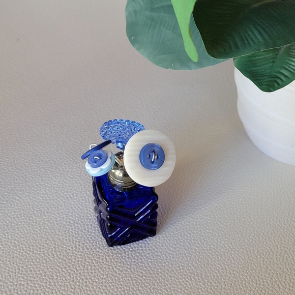 Cobalt Blue Handmade Button Floral Arrangement - Picture 7 of 8